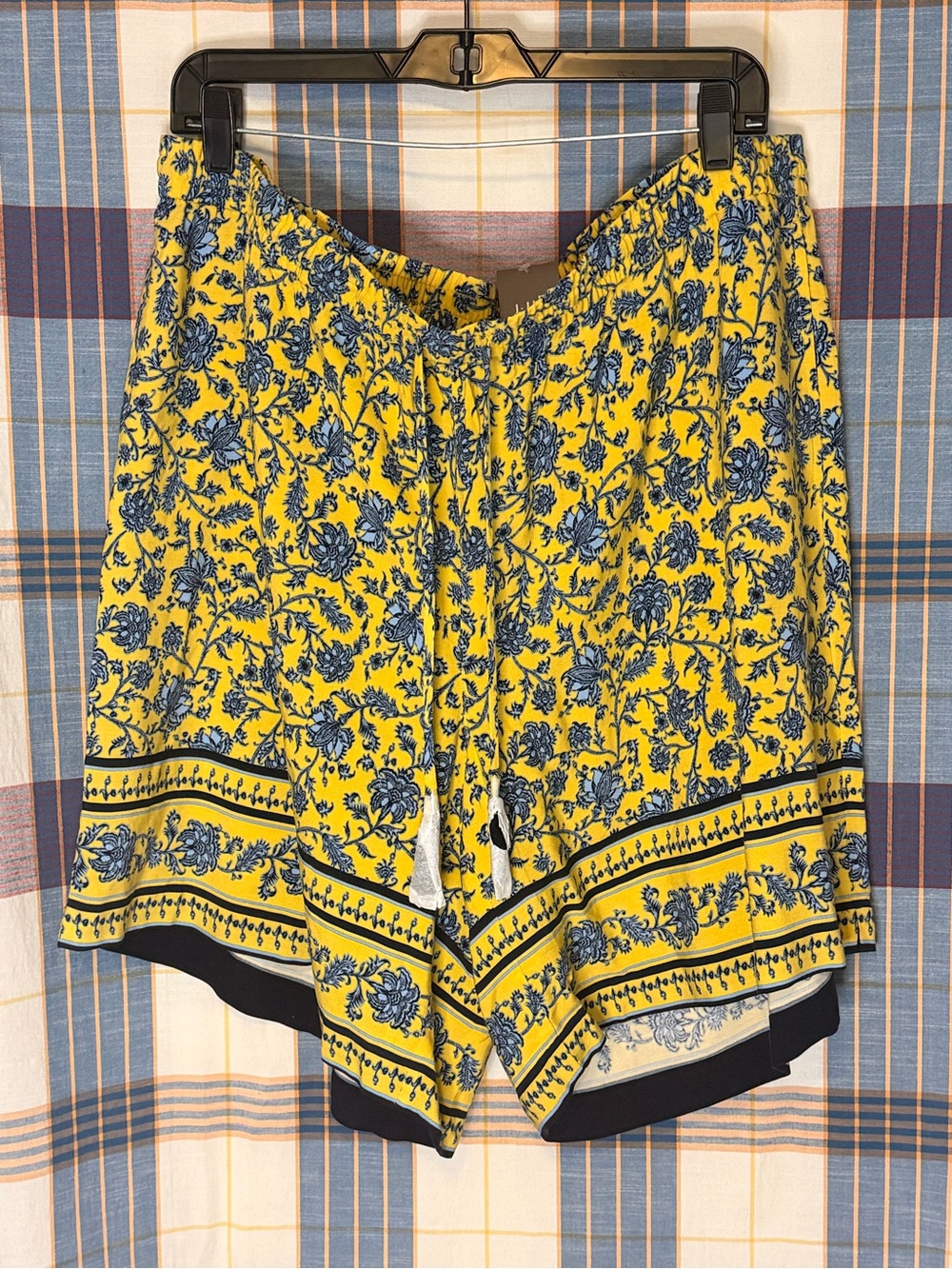 Yellow Floral Border Print Shorts